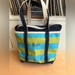 Vintage LL Bean Striped Boat and Tote Zip Top